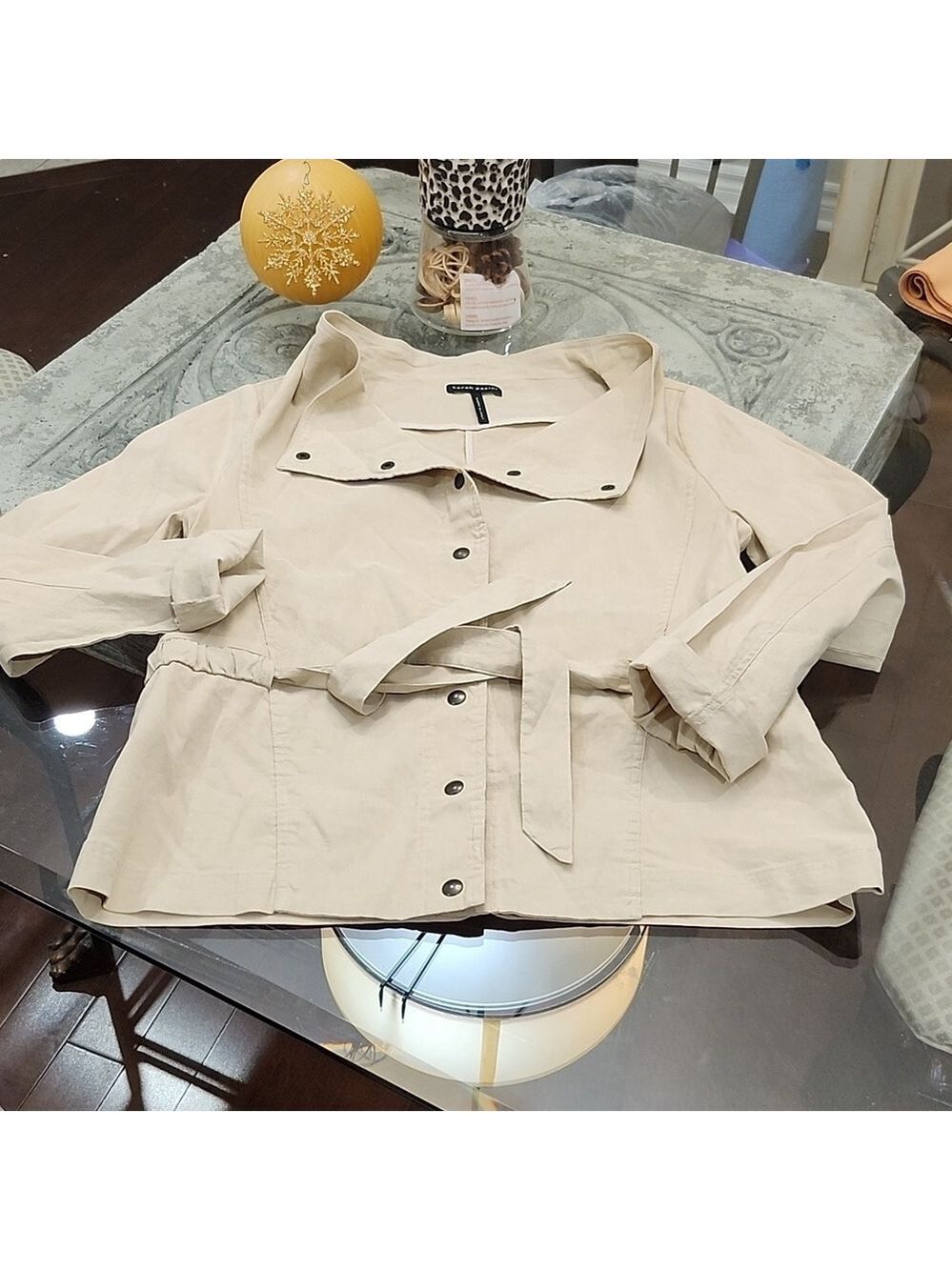 SARAH PACHINI WOMENS NUDE LINEN JACKET medium size